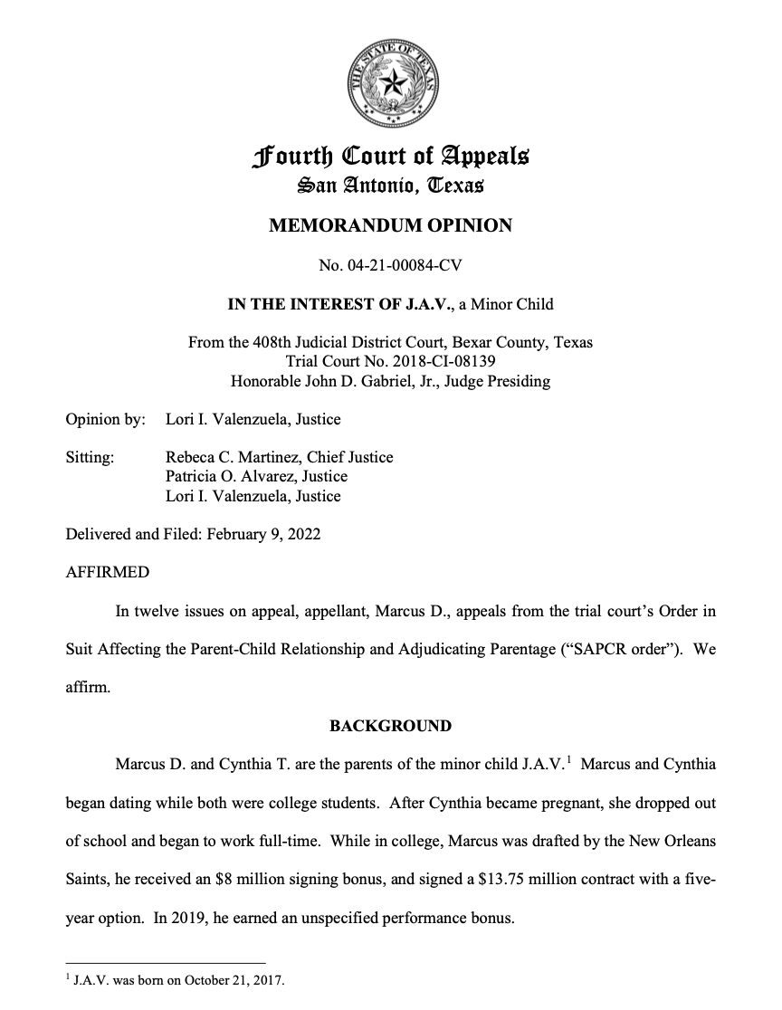 Fourth Court of Appeals For Child Support - Document Image